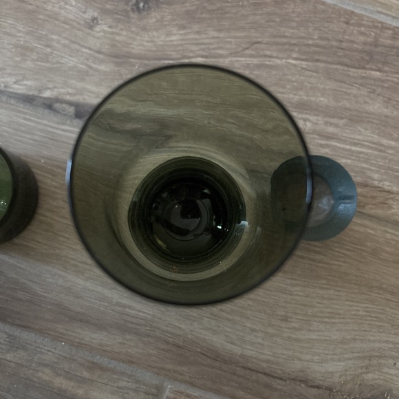 Pair Vintage Dansk 7.25" Green Glass Votive Candle Holder Hurricane Belgium IHO - Picture 7 of 7